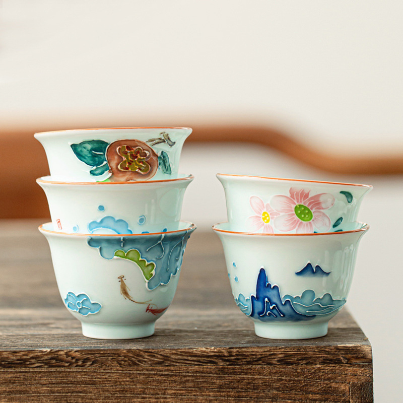 Celadon Ceramic Cup - Ручная роспись чайной чашки кунг-фу, бытовая