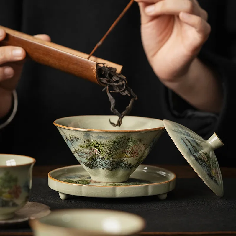 Celadon Ceramic Cup - Цзиндэчжэнь-керамическая чайная чашка с бамбуковой шляпой,